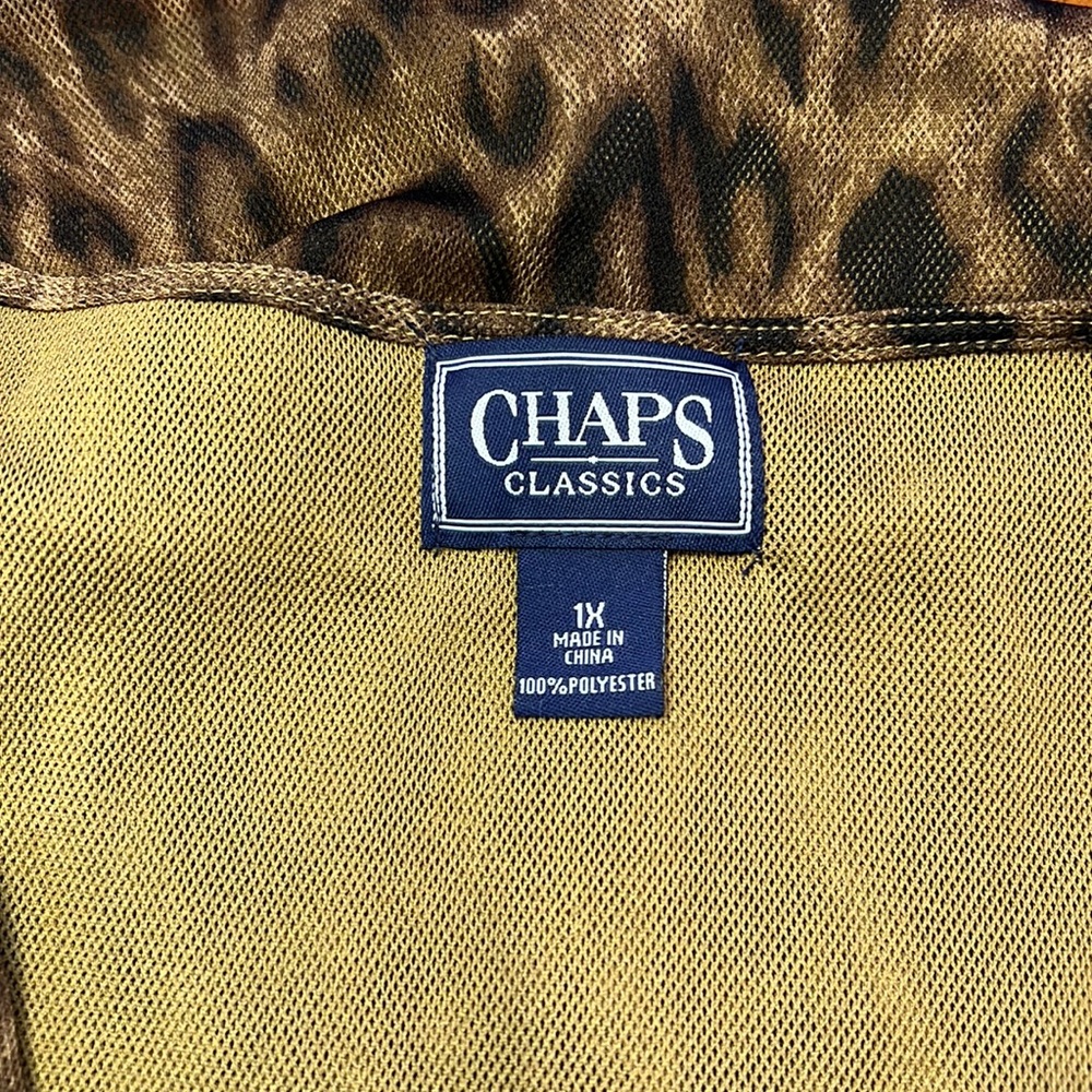 Chaps Mesh Leopard Wrap Bust Top 1X - Picture 5 of 8